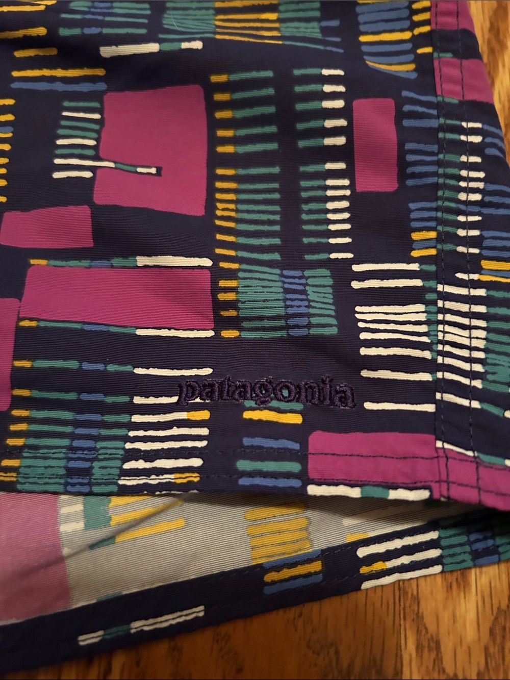 Patagonia Navy Multi-Color Patterned Bike Shorts - Picture 4 of 8